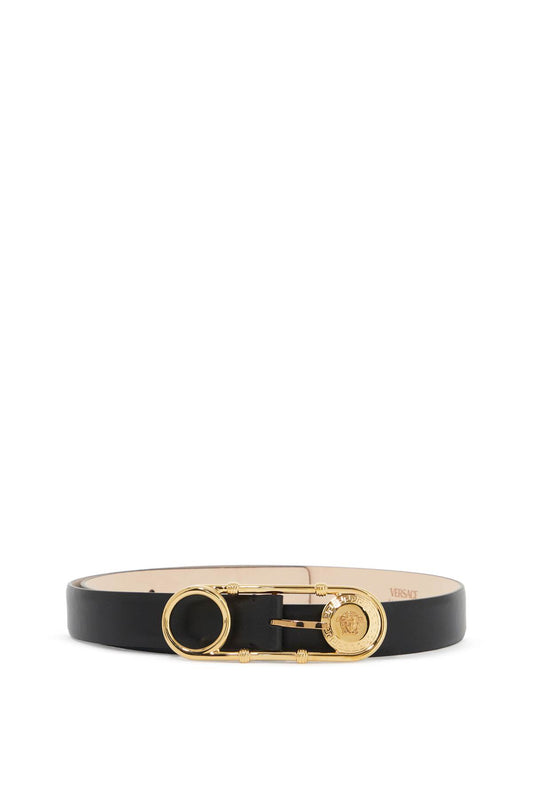 Versace leather safety pin belt