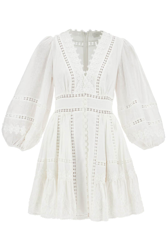 Zimmermann short dress with cutwork embroidery details