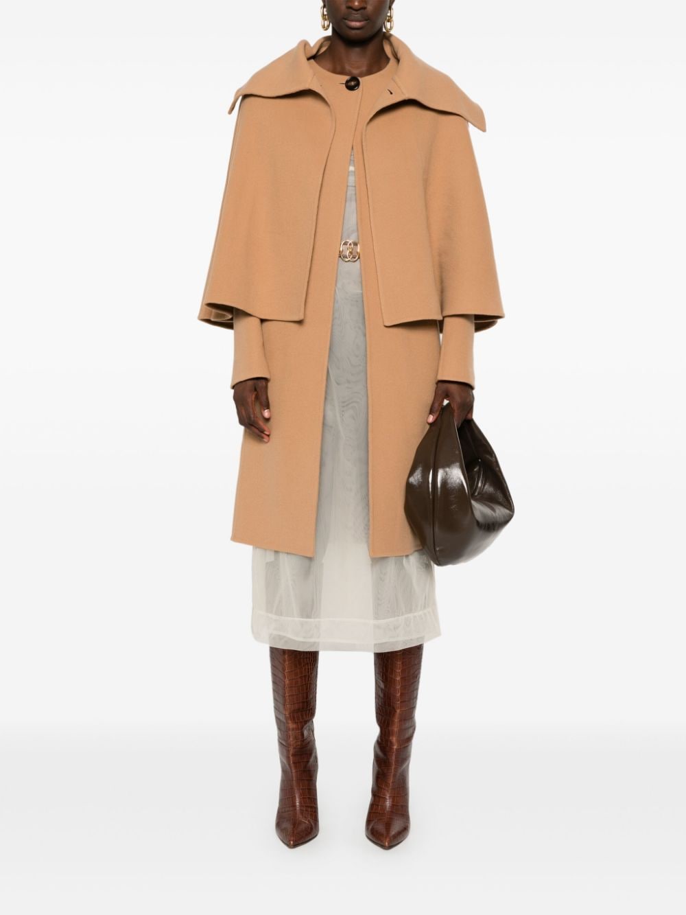 Chloè Coats Leather Brown