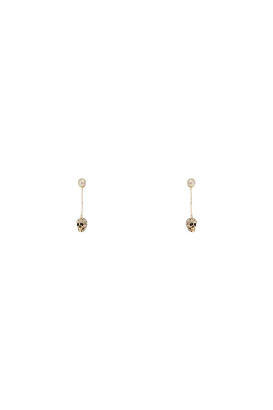 Alexander Mcqueen skull earrings with pavé and chain