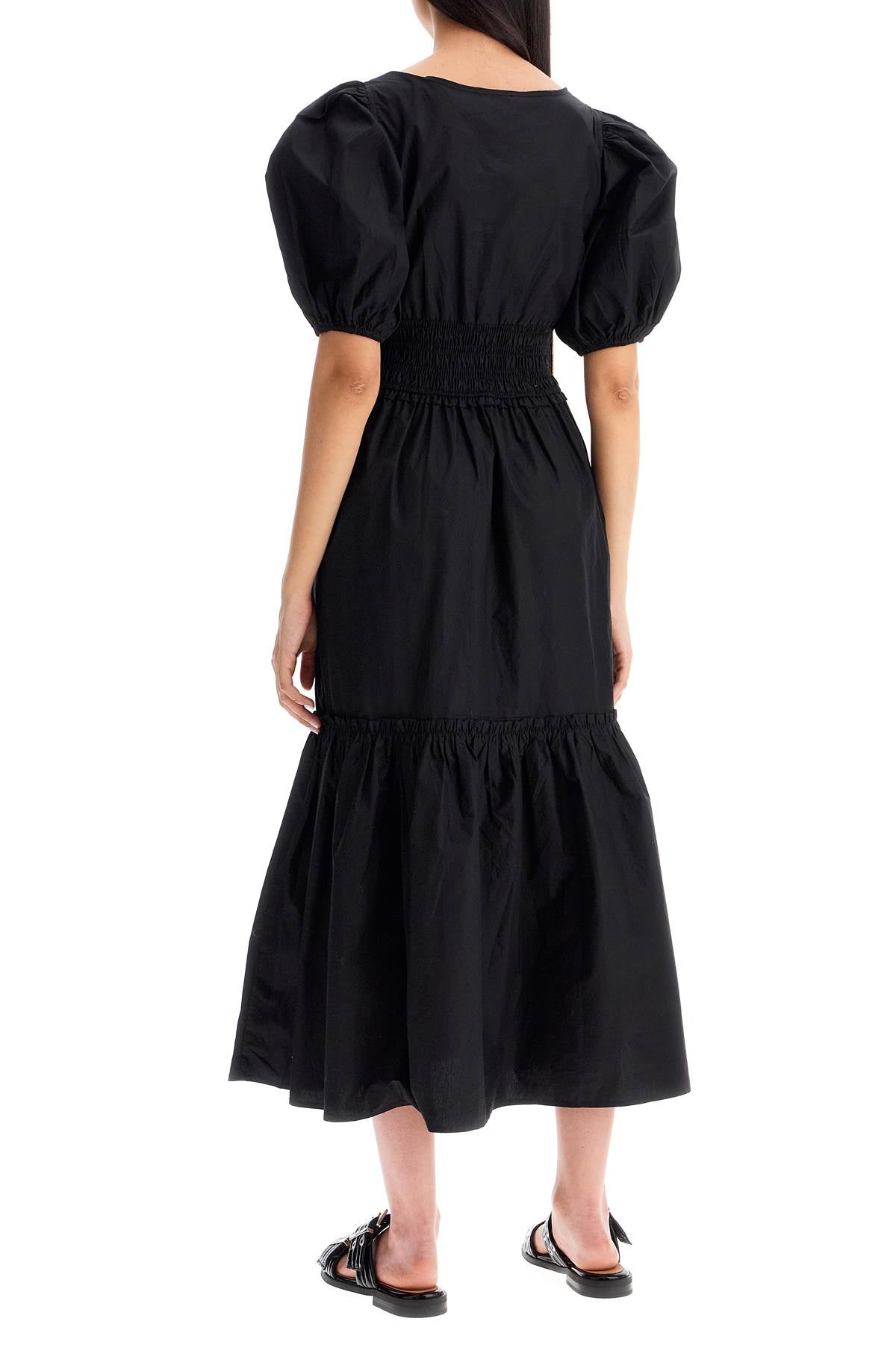 Ganni midi dress with smock stitching