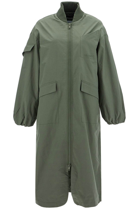 Ganni long tech seersucker trench