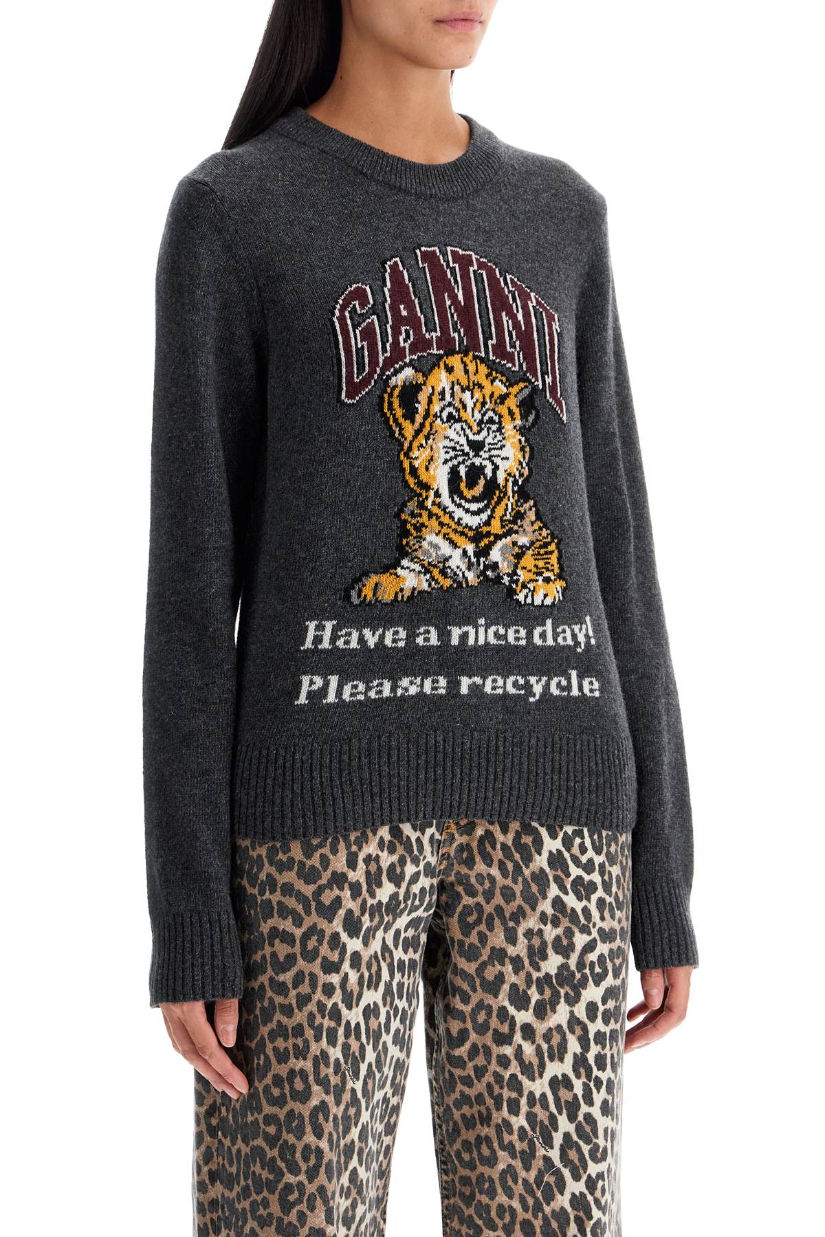 Ganni graphic pattern pullover sweater