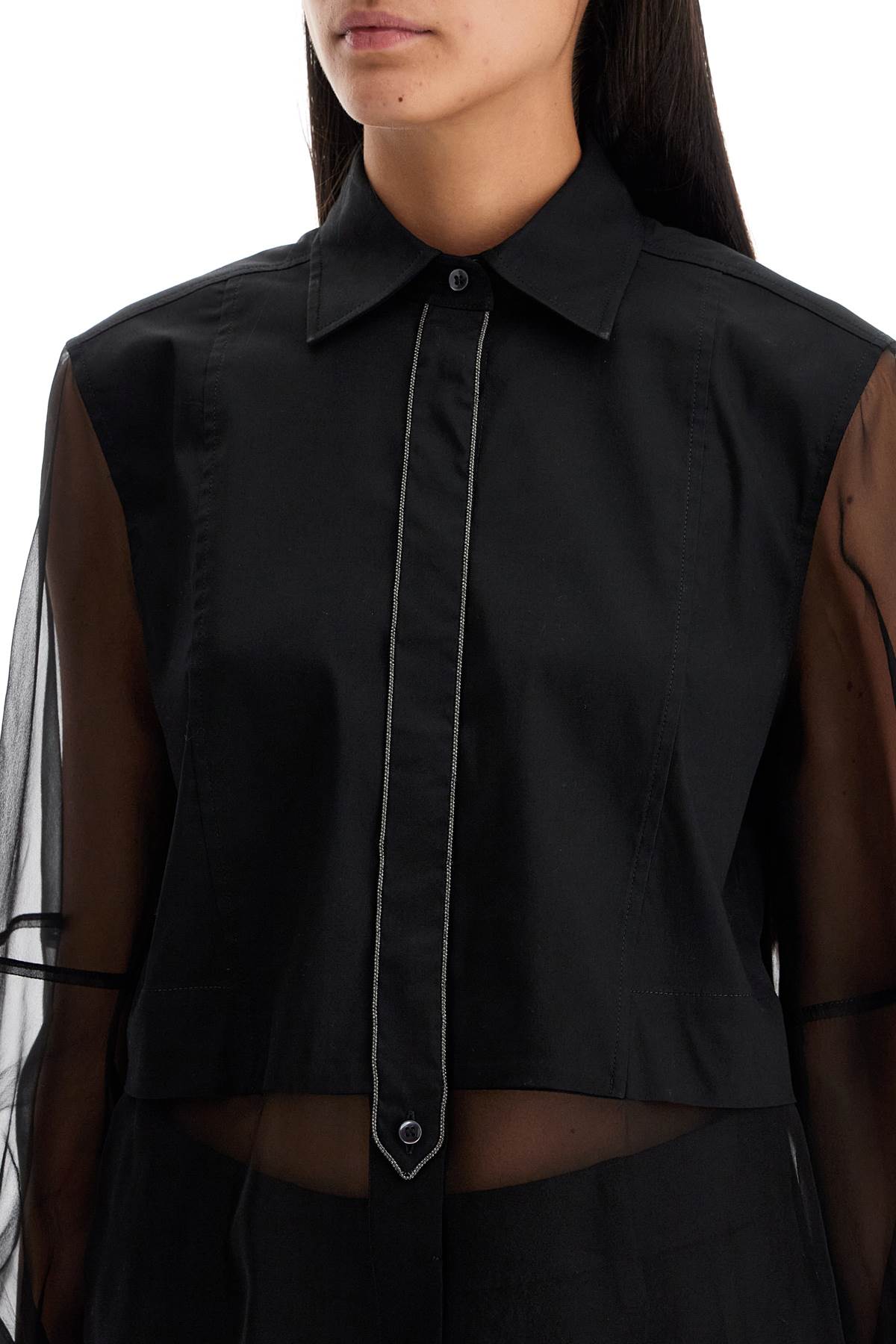 Brunello Cucinelli poplin and organza shirt in