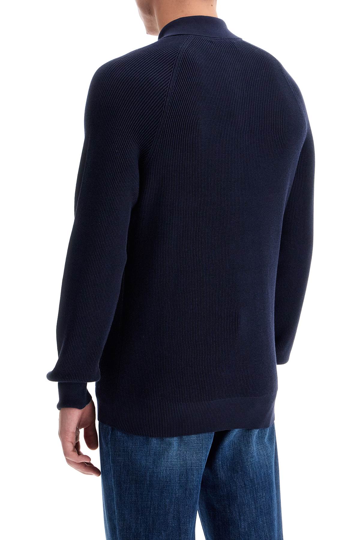 Brunello Cucinelli long-sleeved cotton knit polo shirt for men