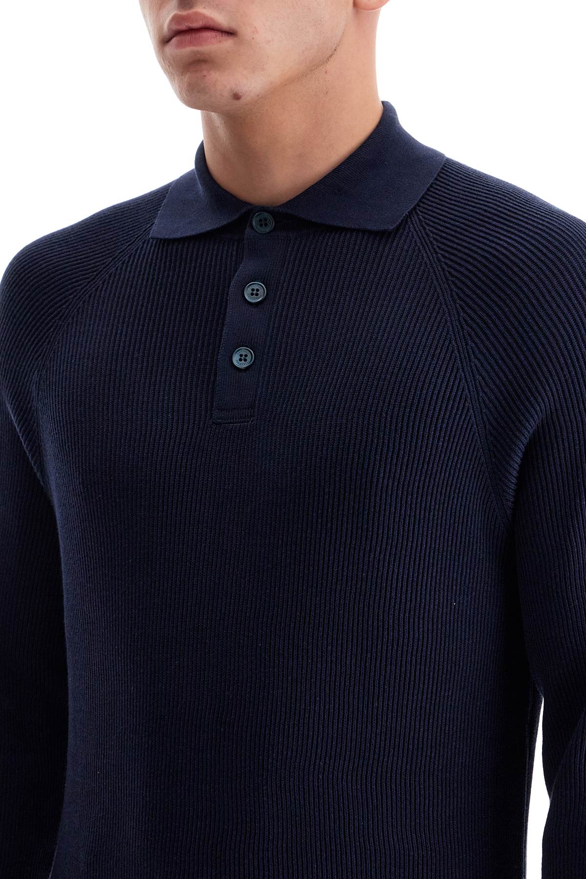 Brunello Cucinelli long-sleeved cotton knit polo shirt for men