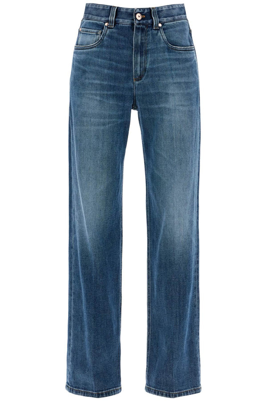 Brunello Cucinelli loose shiny tab jeans with