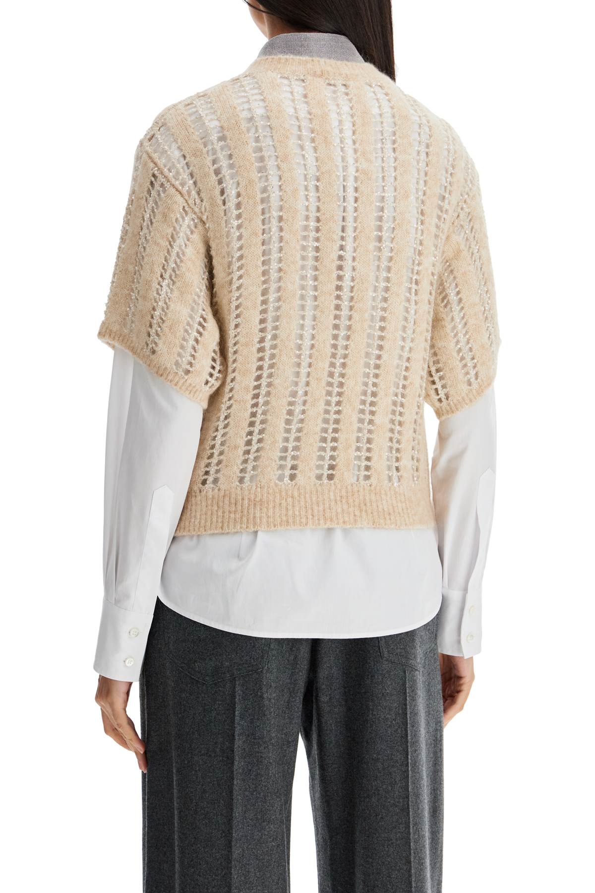 Brunello Cucinelli dazzling net short sleeve knit