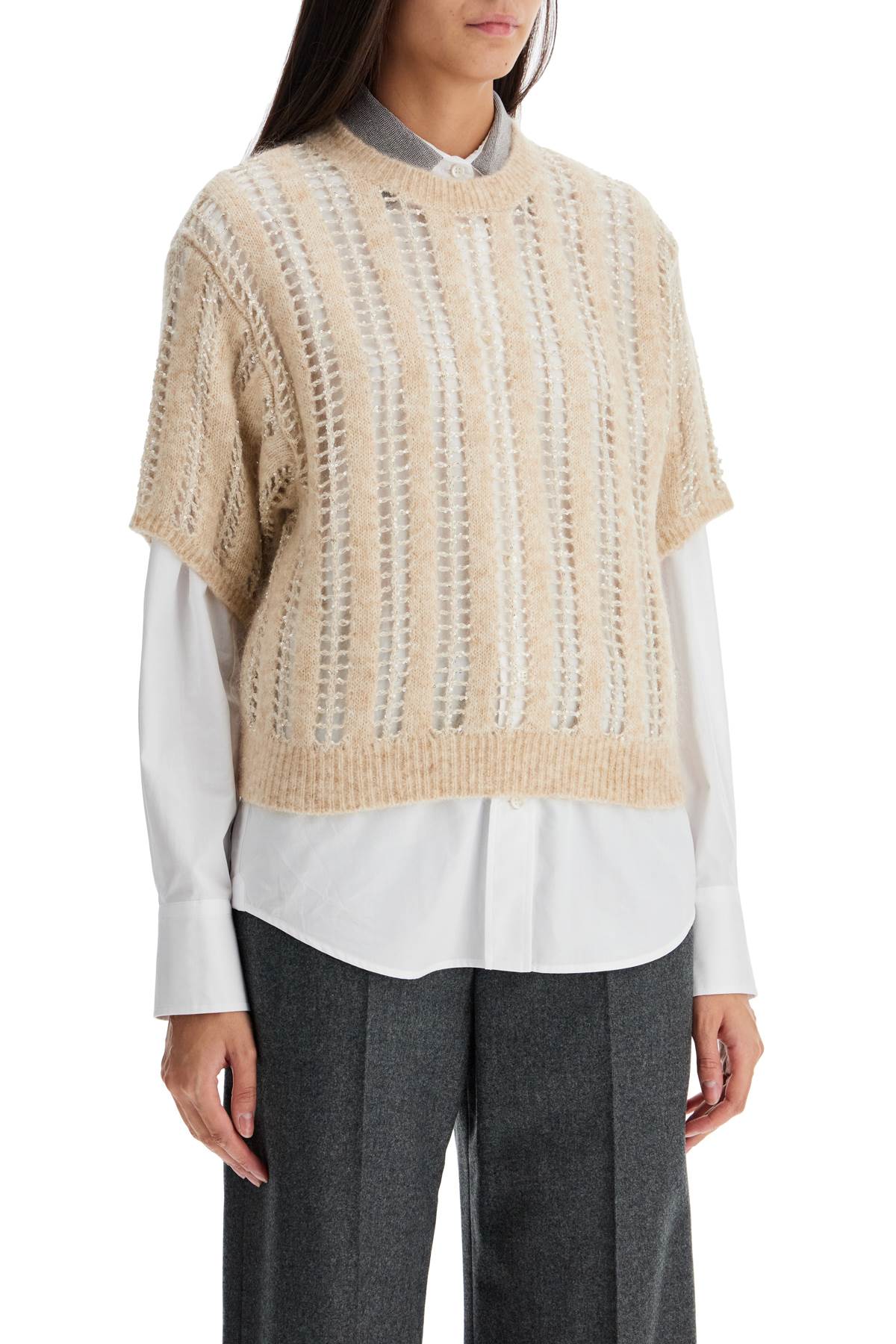 Brunello Cucinelli dazzling net short sleeve knit