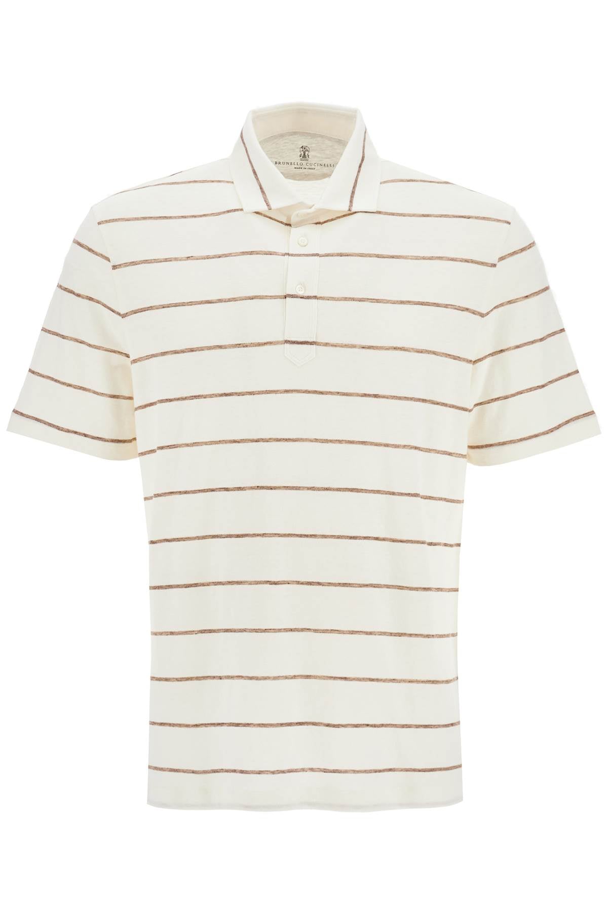 Brunello Cucinelli striped linen and cotton polo shirt