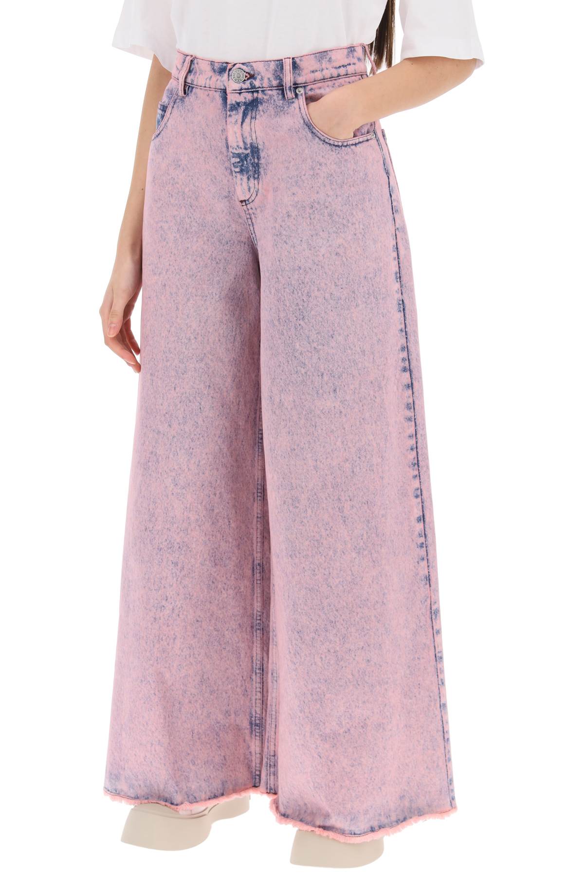 Marni wide leg jeans in overdyed denim