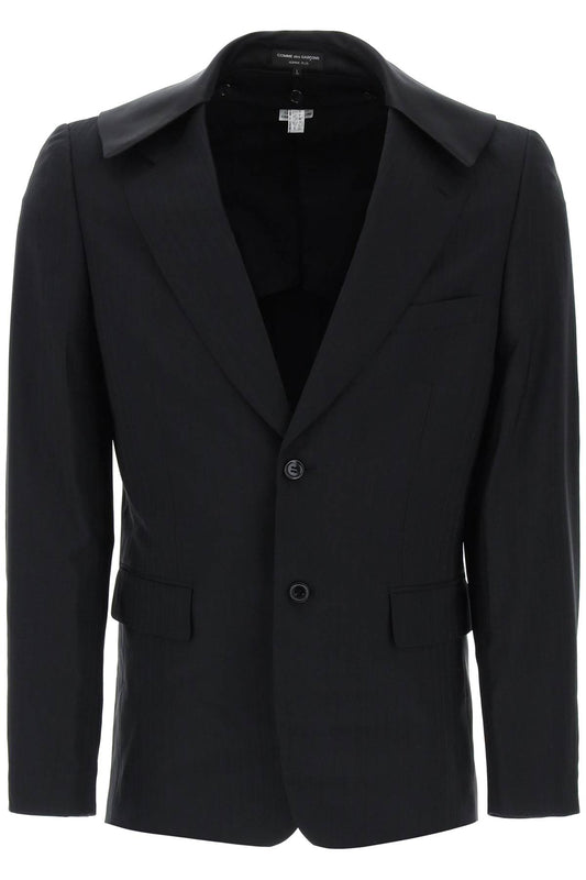 Comme Des Garcons Homme Plus satin collar blazer with eight