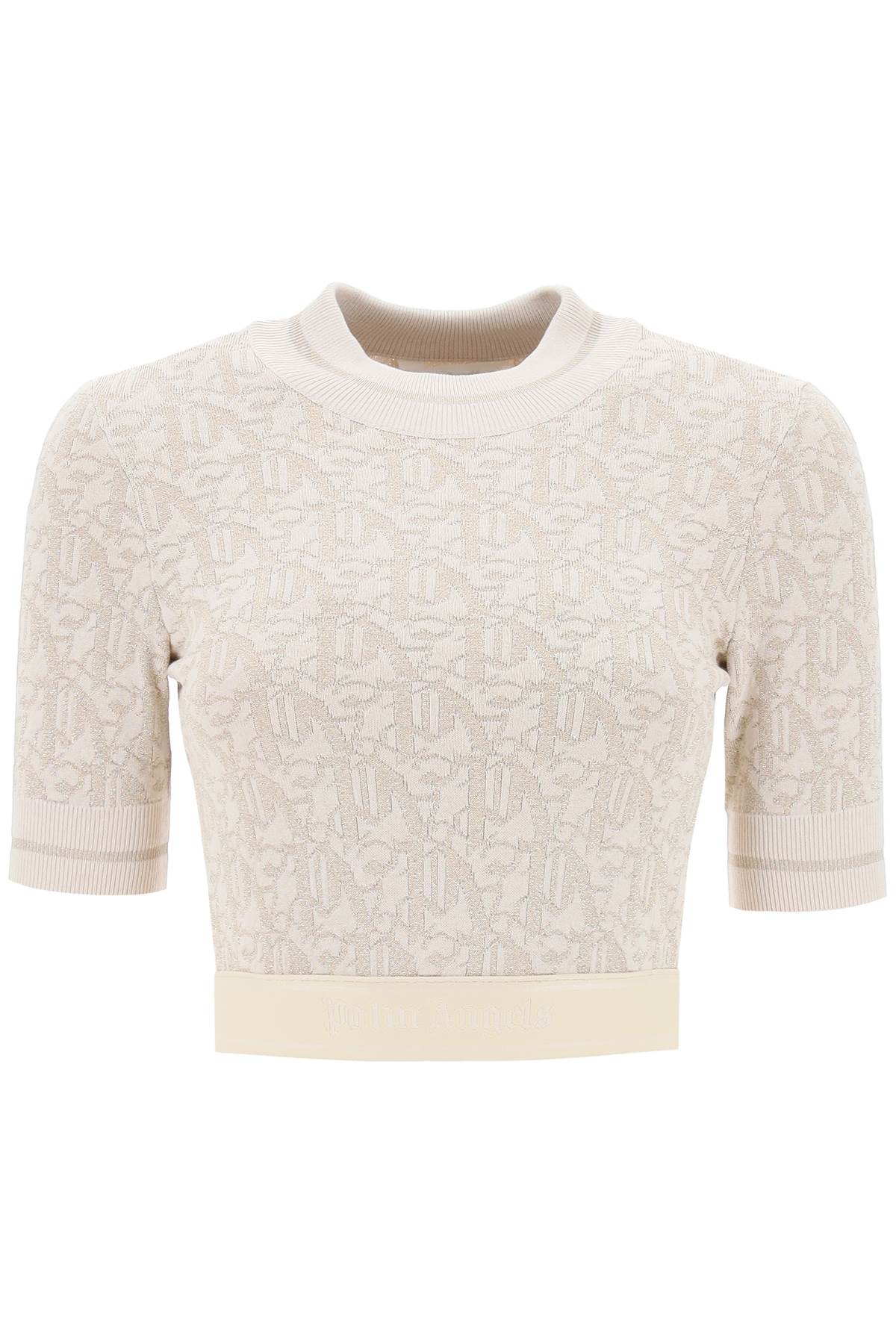 Palm Angels monogram cropped top in lurex knit