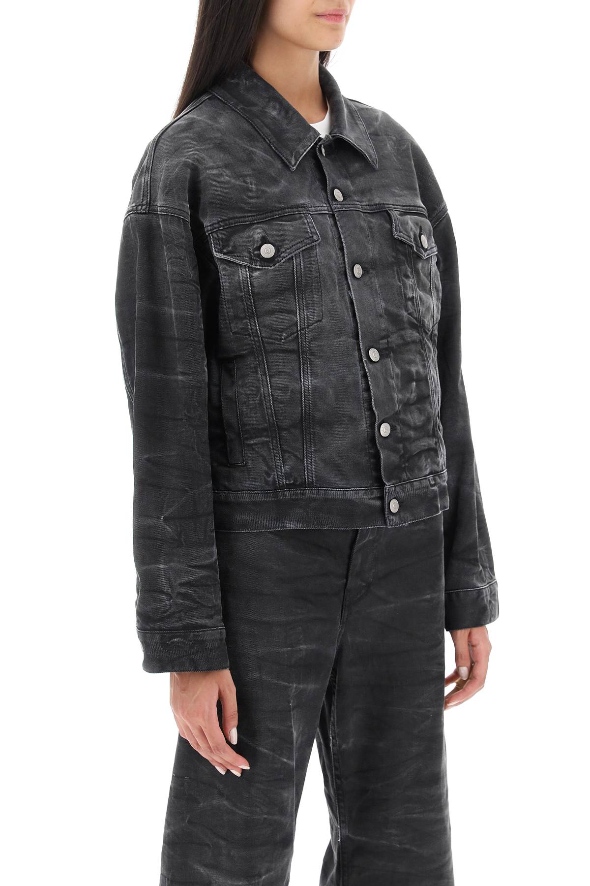 MM6 Maison Margiela crinkle-effect denim jacket