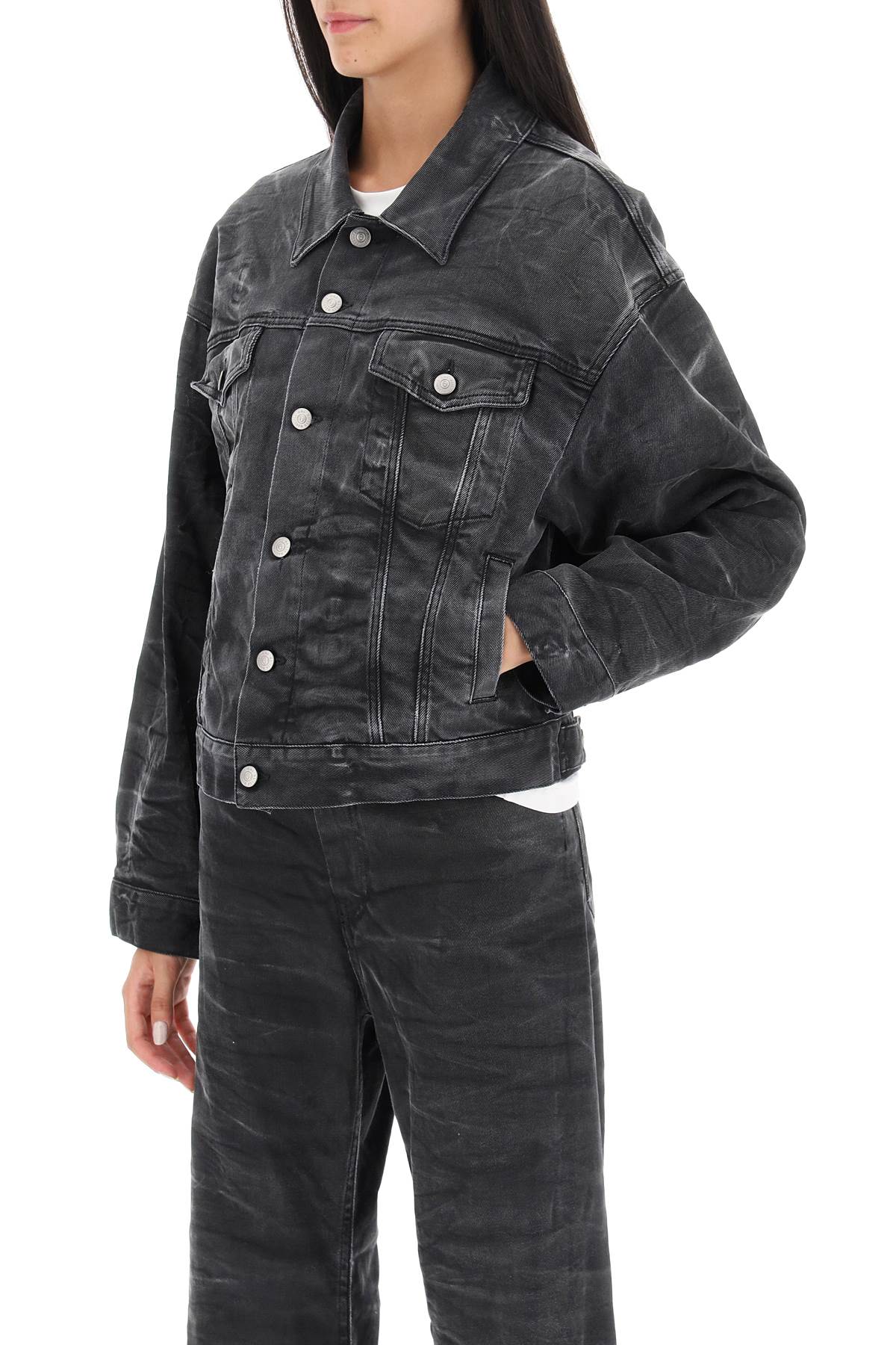 MM6 Maison Margiela crinkle-effect denim jacket