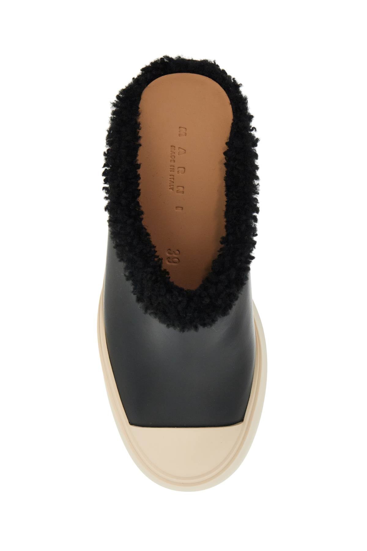 Marni pablo leather and shearling clog