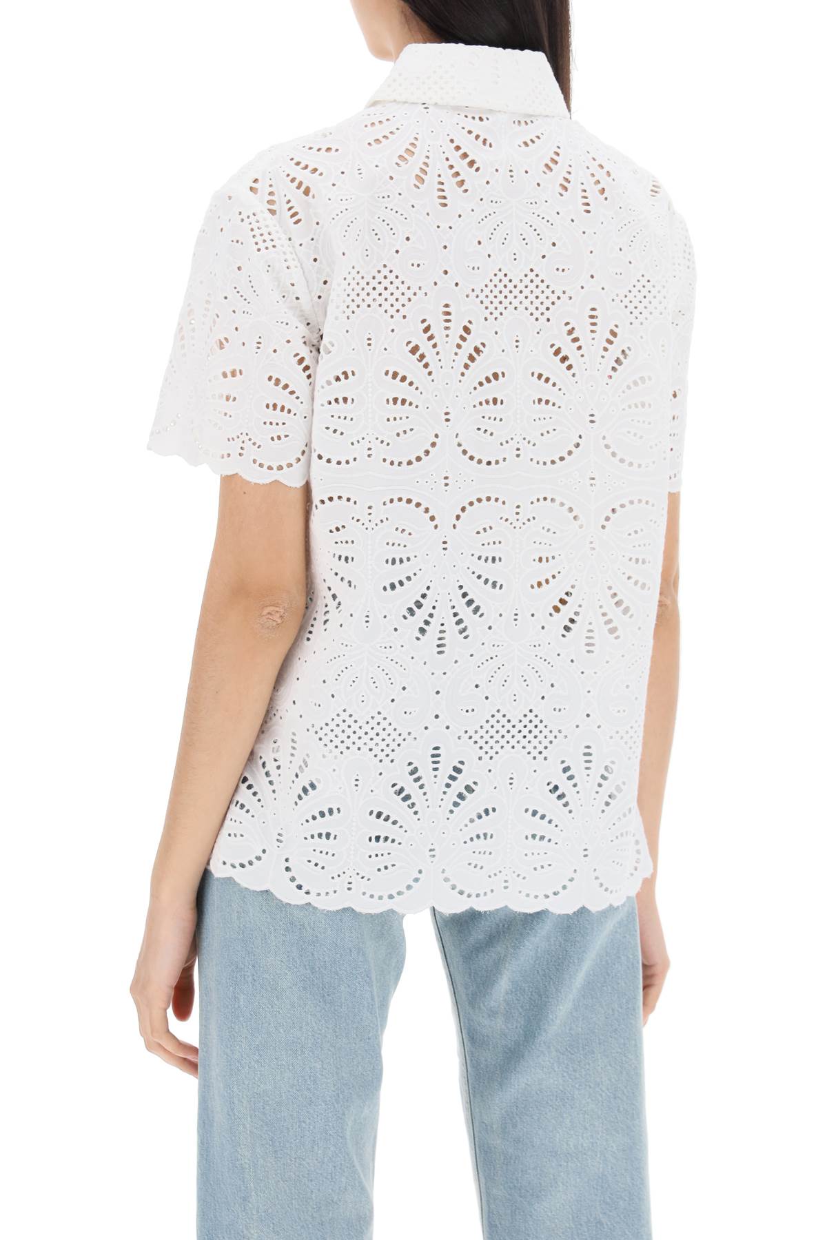 Self Portrait short-sleeved sangallo lace shirt