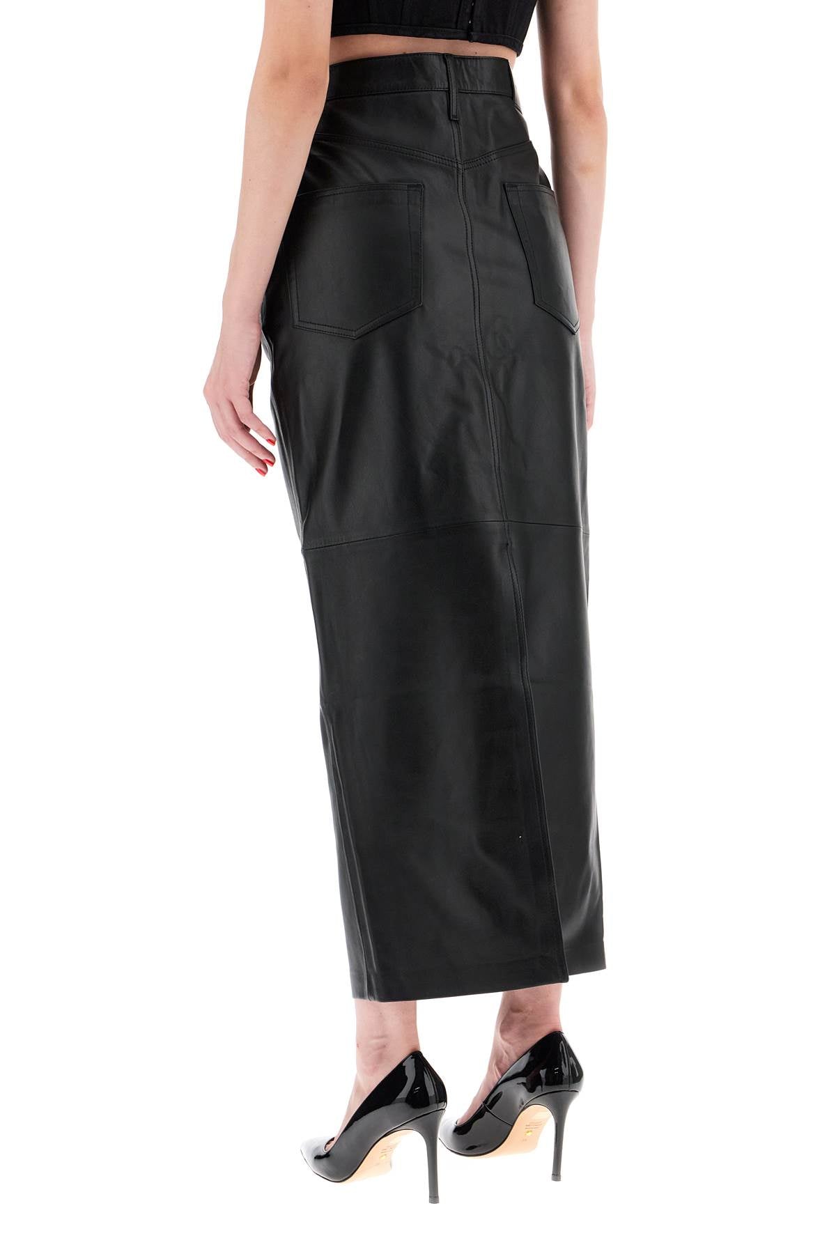 Wardrobe.Nyc leather column skirt for women